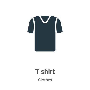Beyaz arkaplanda t-shirt vektör simgesi. Mobil konsept ve web uygulamaları tasarımı için modern kıyafet koleksiyonundan düz vektör t-shirt simgesi işareti.