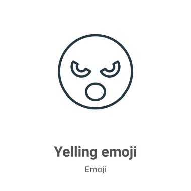 Bağıran emoji ana hatlı vektör simgesi. İnce çizgi siyah bağrışan emoji ikonu, düz vektör basit element çizimi, düzenlenebilir emoji kavramından beyaz arkaplanda izole edilmiş.
