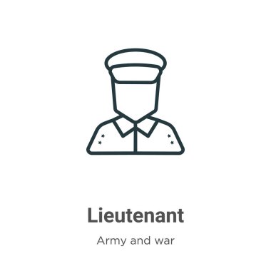 Lieutenant outline vector icon. Thin line black lieutenant icon, flat vector simple element illustration from editable army and war concept isolated on white background clipart