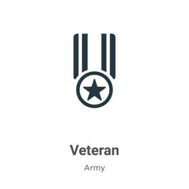 Beyaz arkaplanda deneyimli vektör simgesi. Mobil konsept ve web uygulamaları tasarımı için modern ordu koleksiyonundan düz vektör emektar simgesi işareti.