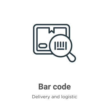 Barkod ana hatları vektör simgesi. Beyaz arkaplanda izole edilmiş ince çizgi siyah barkod simgesi, düz vektör basit element çizimi ve lojistik kavramı