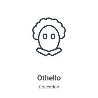Othello ana hat vektör simgesi. Beyaz arkaplanda izole edilmiş ince çizgi siyah othello simgesi, düz vektör basit element çizimi