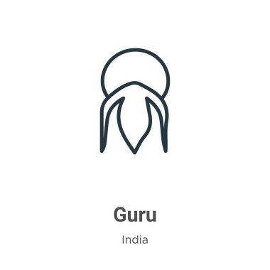 Guru outline vector icon. Thin line black guru icon, flat vector simple element illustration from editable india concept isolated on white background