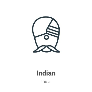Indian outline vector icon. Thin line black indian icon, flat vector simple element illustration from editable india concept isolated on white background