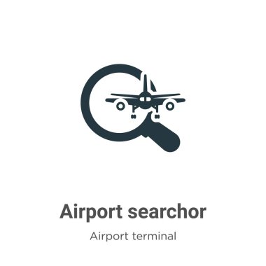 Beyaz arkaplanda havalimanı arama vektör simgesi. Mobil konsept ve web uygulamaları tasarımı için modern havaalanı terminal koleksiyonundan düz vektör havalimanı arama simgesi simgesi işareti.