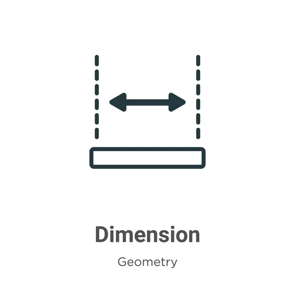 Dimension Glyphen Symbol Vektor Auf Weißem Hintergrund Flacher Vektor Dimension — Stockvektor