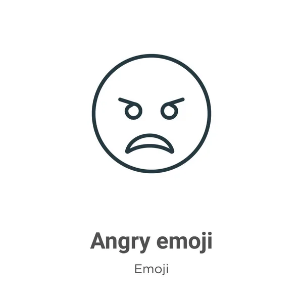 怒っている絵文字アウトラインベクトルアイコン 細い線黒 Emojidex 絵文字デックス カスタム絵文字サービスのシンプルな要素のイラスト — ストックベクタ