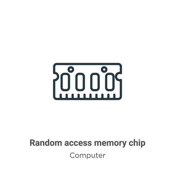 Zufälliger Zugriff auf Speicherchips umreißt Vektor-Symbol. Dünne Linie schwarzes Symbol für zufälligen Zugriff auf Speicherchips, flacher Vektor einfache Elementillustration aus editierbarem Computerkonzept isoliert auf weißem Hintergrund — Stockvektor