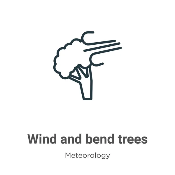 Wind Bocht Bomen Omtrek Vector Pictogram Dunne Lijn Zwarte Wind — Stockvector