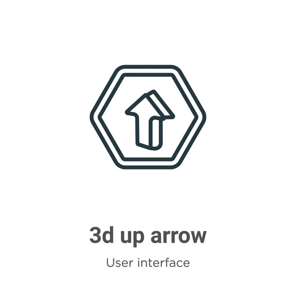 3d w górę strzałka zarys ikony wektora. Cienka linia czarna ikona strzałki w górę 3d, płaski wektor prosty element ilustracja z edytowalnego interfejsu użytkownika koncepcji izolowane na białym tle — Wektor stockowy