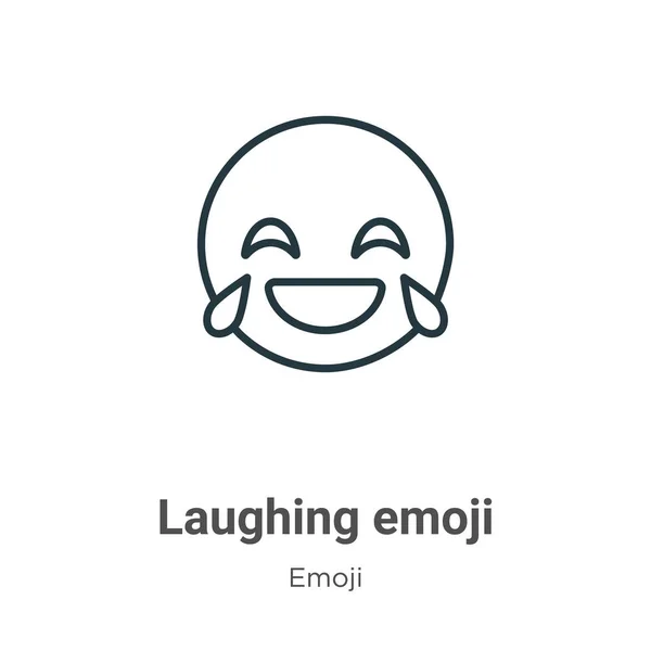 Laughing Emoji Esboço Vetor Ícone Linha Fina Preto Riso Emoji — Vetor de Stock