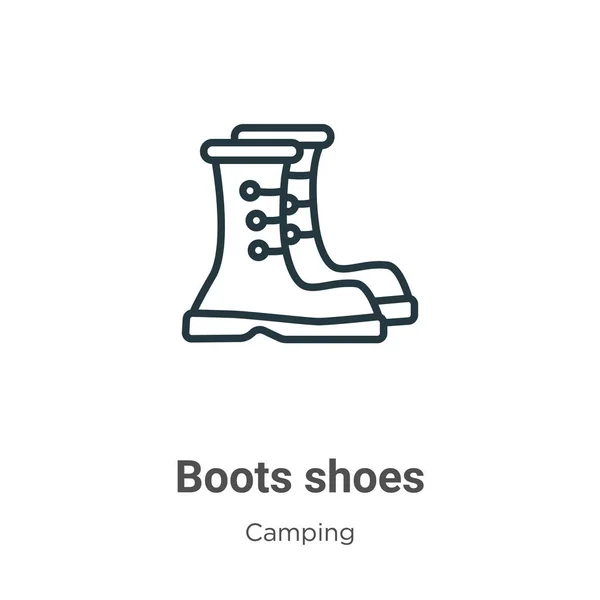 Boots shoes outline vector icon. Thin line black boots shoes icon, flat vector simple element illustration from editable camping concept isolated on white background — Stock Vector