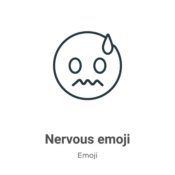 Emoji Nervioso Contorno Icono Vectorial Icono Emoji Nervioso Negro Línea — Vector de stock