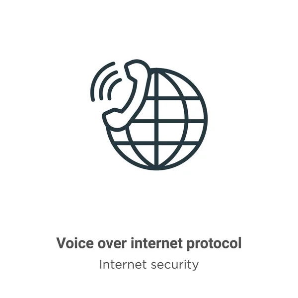 Voice Internet Protokoll Vázolja Vektor Ikon Vékony Vonal Fekete Hang — Stock Vector