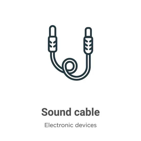 Un icono vectorial de contorno de cable sólido. icono de cable de sonido negro de la línea de Thin, ilustración vectorial simple elemento plano del concepto de dispositivos electrónicos comestibles aislado sobre fondo blanco. — Archivo Imágenes Vectoriales