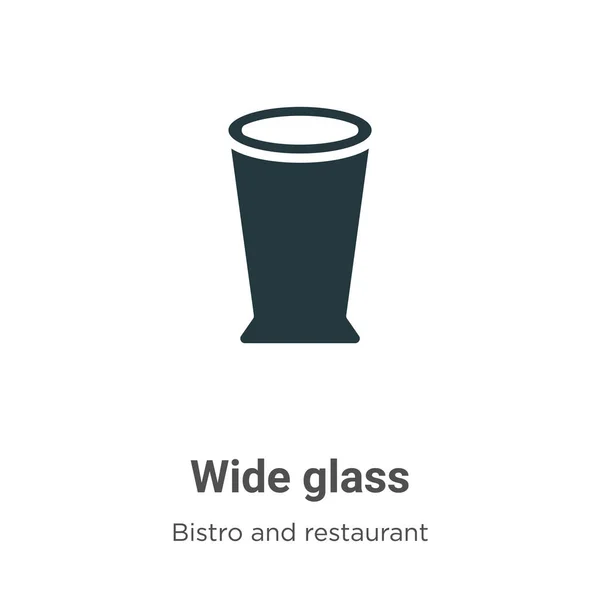 白い背景の広いガラスベクトルアイコン モバイルコンセプトとWebアプリのデザインのための現代のビストロやレストランのコレクションからフラットベクトルワイドガラスアイコンシンボルサイン — ストックベクタ