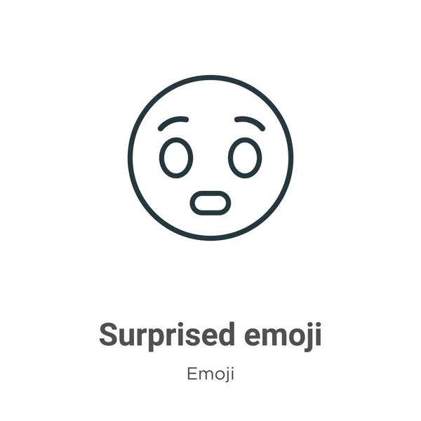 Surpreendido Emoji Esboço Vetor Ícone Linha Fina Preto Surpreendido Emoji — Vetor de Stock