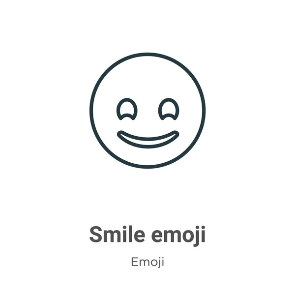 Sonrisa Emoji Contorno Icono Vector Icono Emoji Sonrisa Negra Línea — Archivo Imágenes Vectoriales