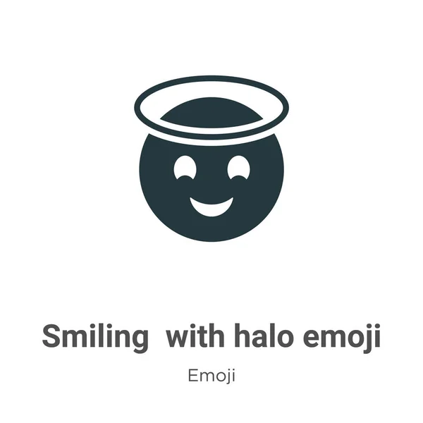 Sorrindo Com Halo Emoji Ícone Vetorial Fundo Branco Vetor Plano — Vetor de Stock
