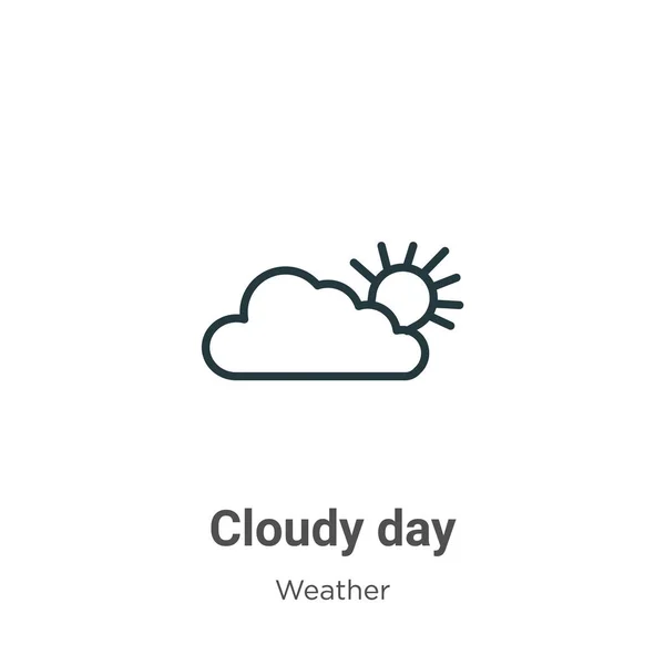 Cloudy Day Outline Vector Icon Thin Line Black Cloudy Day — Stock vektor