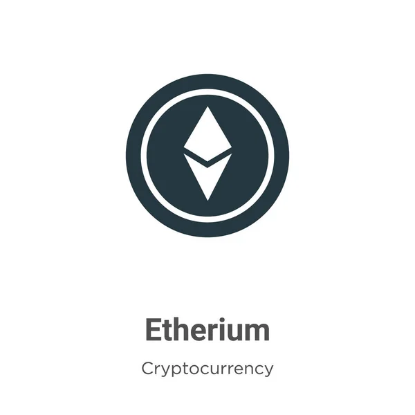 Beyaz arkaplanda eteryum vektör simgesi. Mobil konsept ve web uygulamaları tasarımı için modern kripto para biriminden düz vektör etherium simgesi işareti.