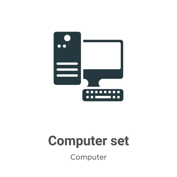 Computer Set Vector Icon White Background Flat Vector Computer Set — Vettoriale Stock
