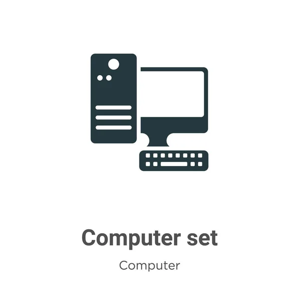 Computer Setzen Vektor Symbol Auf Weißem Hintergrund Flache Vektor Computer — Stockvektor