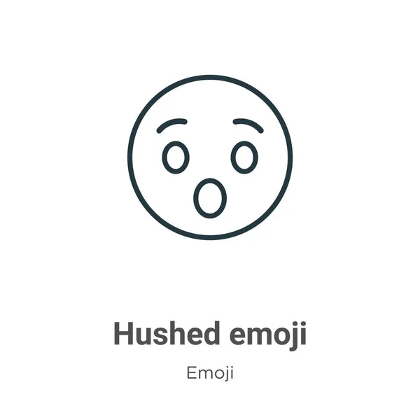 Hushed Emoji Esboço Vetor Ícone Linha Fina Preto Silenciado Emoji — Vetor de Stock