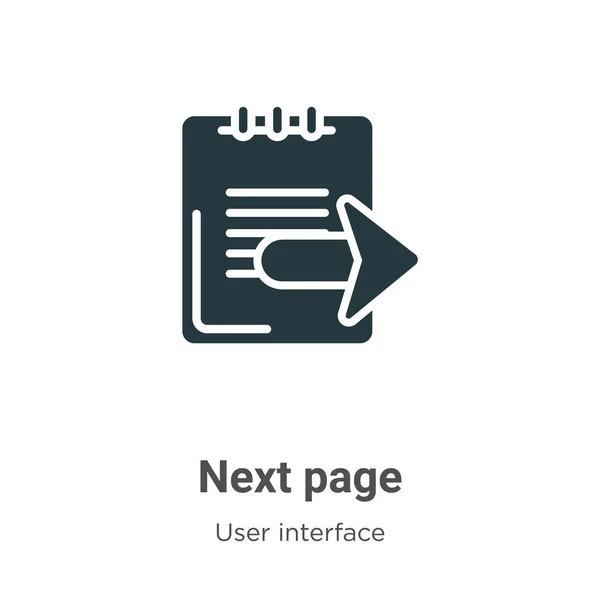 Następna Strona Wektor Glifu Białym Tle Płaski Wektor Następnej Strony — Wektor stockowy