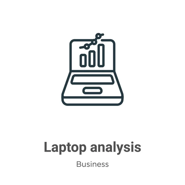 Laptop-Analyse umreißt Vektor-Symbol. Dünne Linie schwarzes Laptop-Analyse-Symbol, flacher Vektor einfache Elementillustration aus editierbarem Geschäftskonzept isoliert auf weißem Hintergrund — Stockvektor