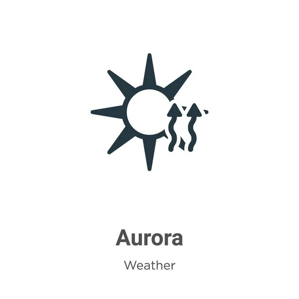 Aurora Glyf Ikon Vektor Vit Bakgrund Platt Vektor Aurora Ikon — Stock vektor