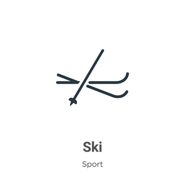 Ski Outline Vector Icon Thin Line Black Ski Icon Flat — Stock Vector