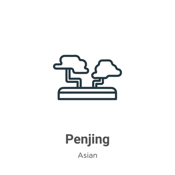 Εικονίδιο Διανυσματικού Περιγράμματος Penjing Λεπτή Γραμμή Μαύρο Εικονίδιο Penjing Επίπεδη — Διανυσματικό Αρχείο
