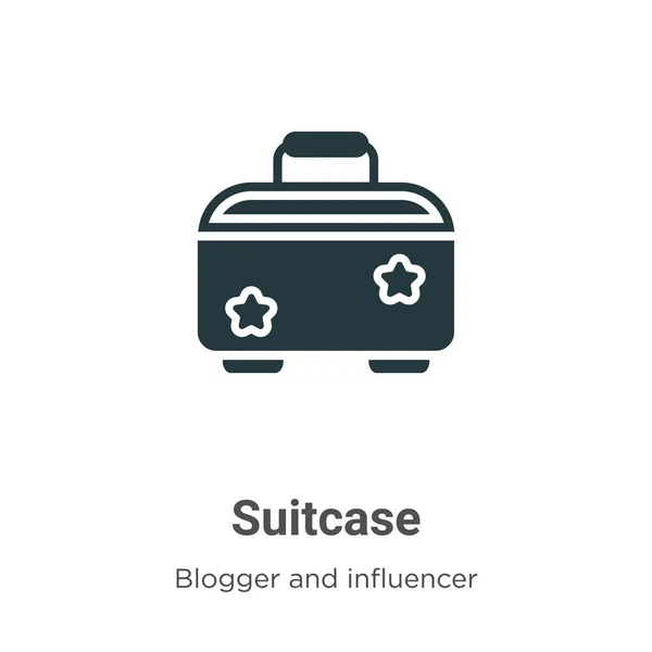 白い背景にスーツケースのベクトルアイコン モバイルコンセプトとWebアプリのデザインのための現代的なブロガーやインフルエンサーのコレクションからフラットベクトルスーツケースアイコン記号サイン — ストックベクタ