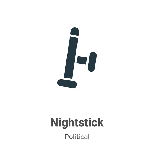 Nightstick Glyf Ikon Vektor Vit Bakgrund Platt Vektor Nightstick Ikon — Stock vektor