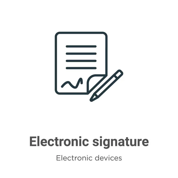 Ikona Wektora Podpisu Elektronicznego Cienki Czarny Podpis Elektroniczny Ikona Płaski — Wektor stockowy