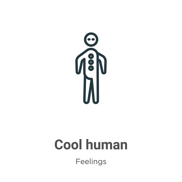 Cool human outline vector icon. Icono humano fresco negro de la línea de Thin, ilustración vectorial plana simple elemento del concepto de sentimientos comestibles aislado en el fondo blanco. — Vector de stock