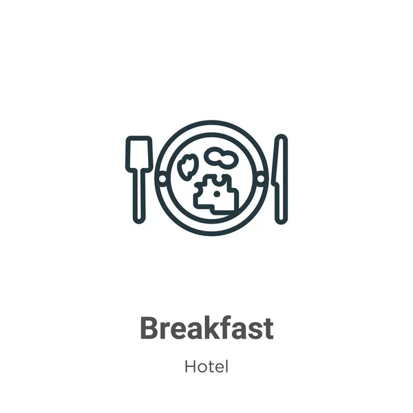 早餐轮廓矢量图标 细线黑色早餐图标 平面矢量简单元素说明从可编辑餐厅概念分离的白色背景 — 图库矢量图片
