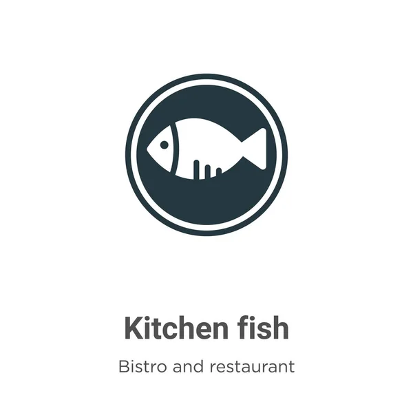 Icono Vectorial Peces Cocina Fondo Blanco Icono Pescado Volante Cocina — Vector de stock