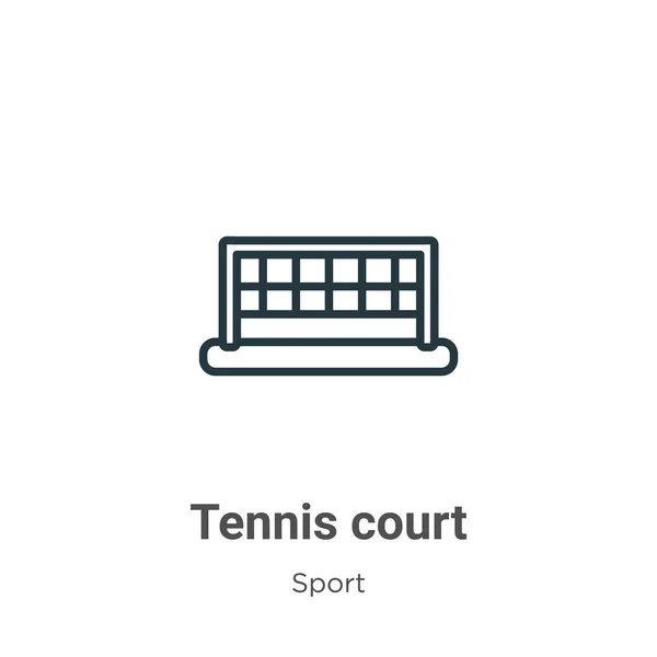 Tenis Kortunun Ana Hatları Vektör Ikonu Nce Çizgi Siyah Tenis — Stok Vektör
