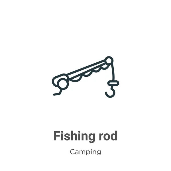 Fishing rod outline vector icon. Thin line black fishing rod icon, flat vector simple element illustration from editable camping concept isolated on white background — Stock Vector