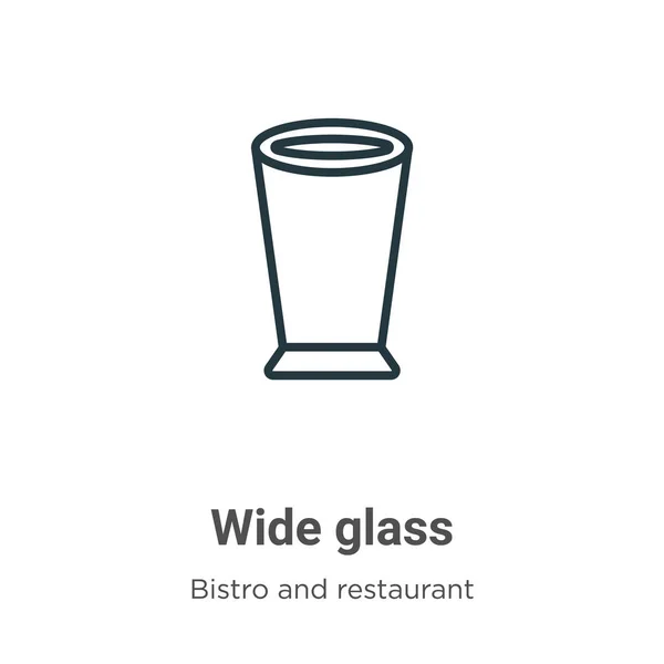 ワイドガラスアウトラインベクトルアイコン。白地に隔離された編集可能なビストロやレストランのコンセプトからの細い線黒のワイドガラスのアイコン、フラットベクトルシンプルな要素イラスト — ストックベクタ