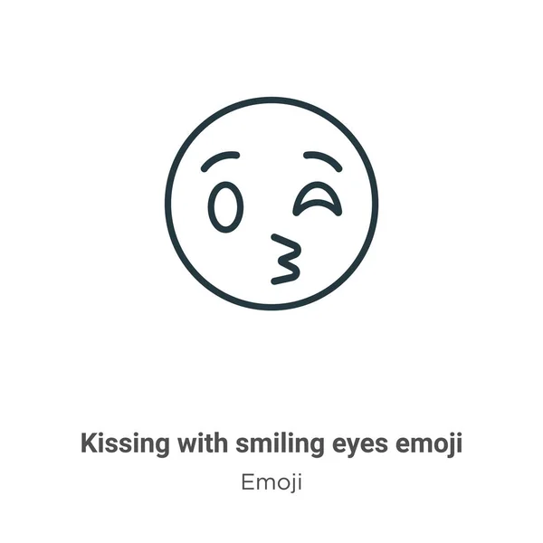 笑顔の目でキス絵文字アウトラインベクトルアイコン 細い線黒のキスと笑顔の目 Emojidex 絵文字デックス カスタム絵文字サービスからのシンプルな要素のイラスト — ストックベクタ