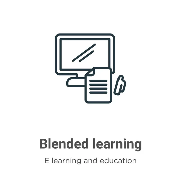 Blended Learning Outline Vector Icon Thin Line Black Blended Learning — Stock Vector