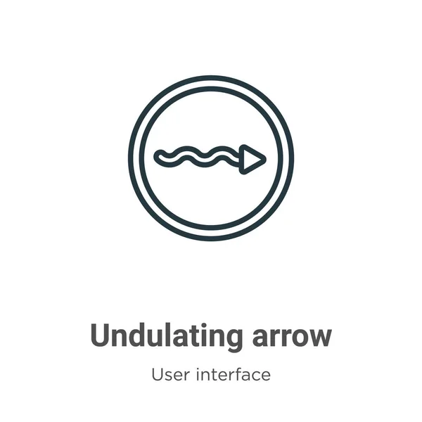 Falistej strzałki zarys ikony wektora. Cienka czarna falista ikona strzałki, płaski wektor prosty element ilustracja z edytowalnego interfejsu użytkownika koncepcji izolowane na białym tle — Wektor stockowy