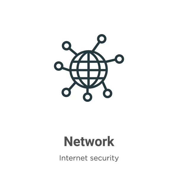 ネットワークアウトラインベクトルアイコン 白の背景に隔離された編集可能なインターネットセキュリティコンセプトからの細い線黒のネットワークアイコン フラットベクトルシンプルな要素イラスト — ストックベクタ