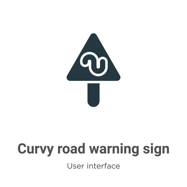 Icono Del Vector Advertencia Carreteras Curvadas Fondo Blanco Señal Icono — Vector de stock