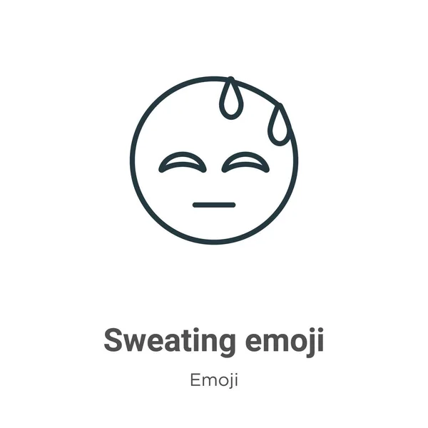Suando Emoji Contorno Vetor Ícone Thin Line Black Sweating Emoji — Vetor de Stock