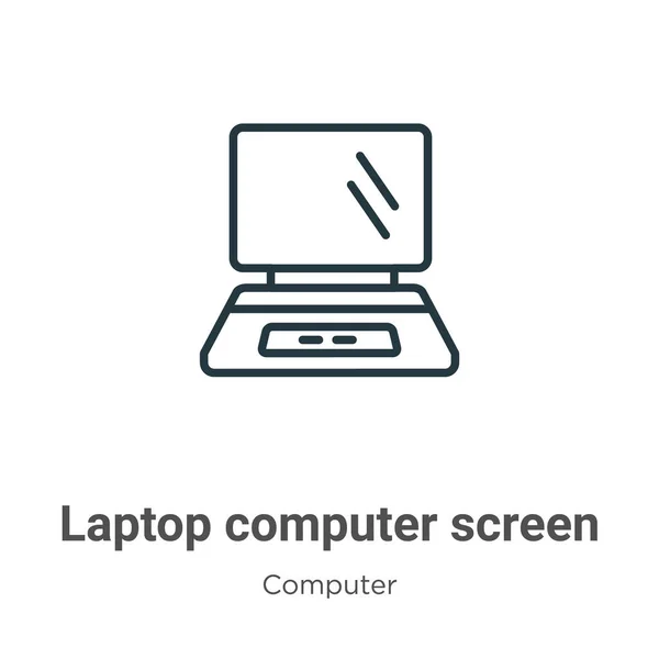 Laptop-Computerbildschirm umreißt Vektorsymbol. Dünne Linie schwarzes Laptop-Bildschirm-Symbol, flacher Vektor einfache Elementillustration aus editierbarem Computerkonzept isoliert auf weißem Hintergrund — Stockvektor
