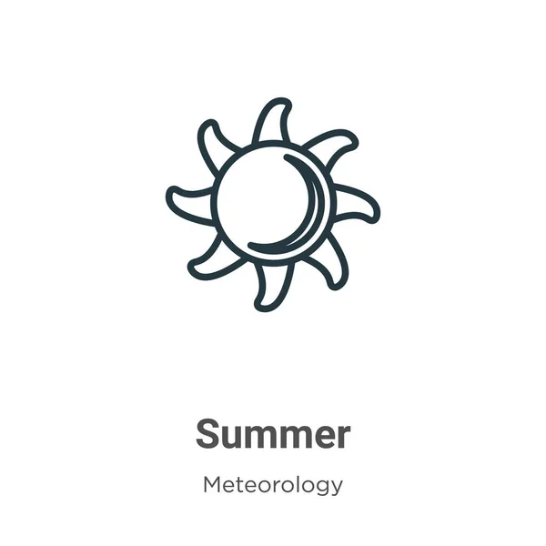 夏の輪郭ベクトルアイコン 白地に隔離された編集可能な気象コンセプトからの細い線黒の夏のアイコン フラットベクトルシンプルな要素イラスト — ストックベクタ